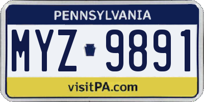 PA license plate MYZ9891