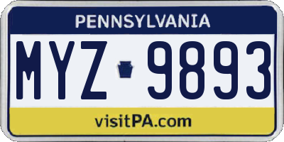 PA license plate MYZ9893