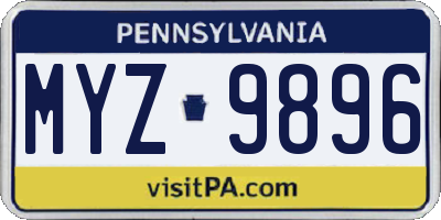 PA license plate MYZ9896