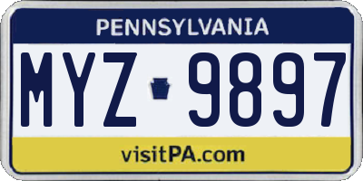 PA license plate MYZ9897