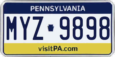 PA license plate MYZ9898