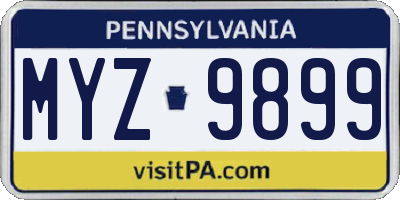 PA license plate MYZ9899
