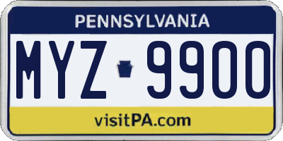 PA license plate MYZ9900