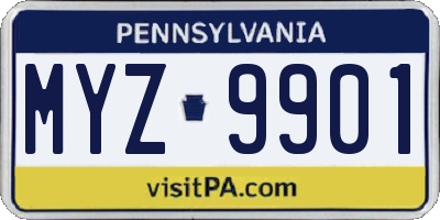 PA license plate MYZ9901
