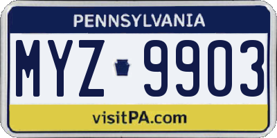 PA license plate MYZ9903