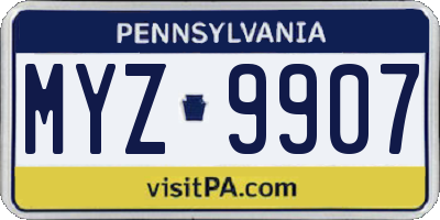 PA license plate MYZ9907