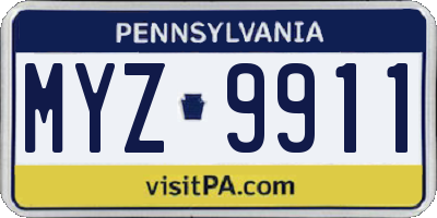 PA license plate MYZ9911