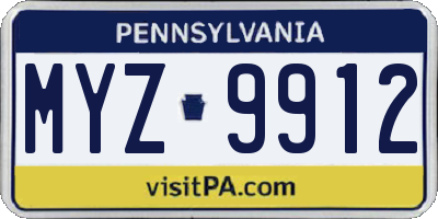 PA license plate MYZ9912