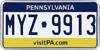 PA license plate MYZ9913