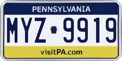 PA license plate MYZ9919