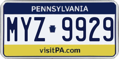 PA license plate MYZ9929