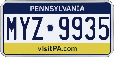 PA license plate MYZ9935