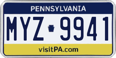PA license plate MYZ9941