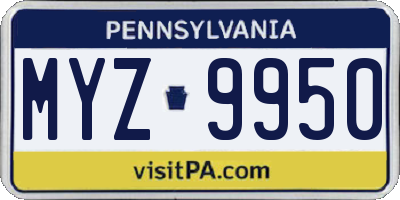 PA license plate MYZ9950