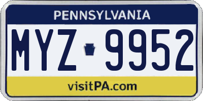 PA license plate MYZ9952