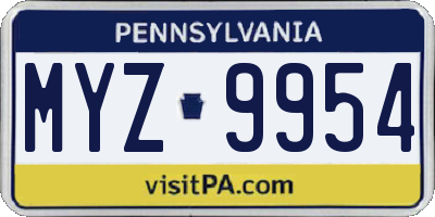 PA license plate MYZ9954