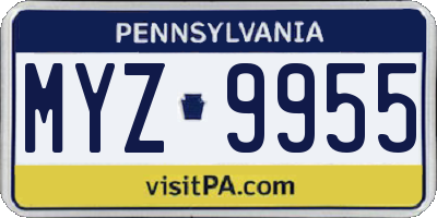 PA license plate MYZ9955