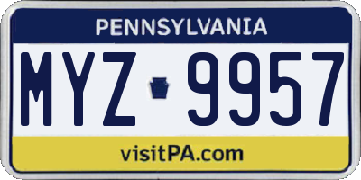 PA license plate MYZ9957