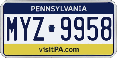 PA license plate MYZ9958