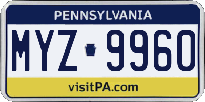 PA license plate MYZ9960