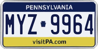 PA license plate MYZ9964