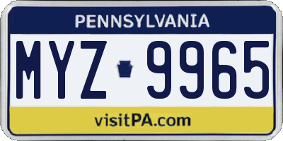 PA license plate MYZ9965