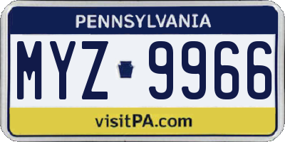 PA license plate MYZ9966