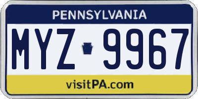 PA license plate MYZ9967
