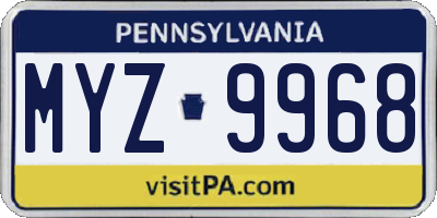 PA license plate MYZ9968