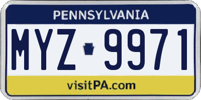 PA license plate MYZ9971