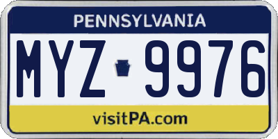 PA license plate MYZ9976