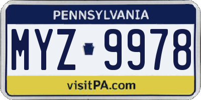 PA license plate MYZ9978