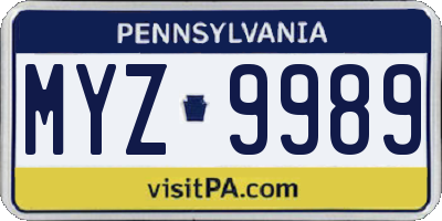 PA license plate MYZ9989
