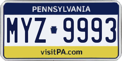 PA license plate MYZ9993