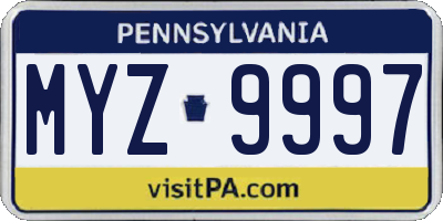 PA license plate MYZ9997