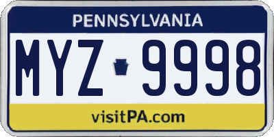PA license plate MYZ9998