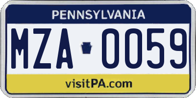PA license plate MZA0059