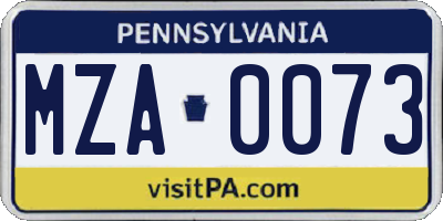 PA license plate MZA0073