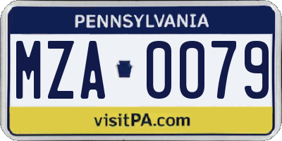 PA license plate MZA0079