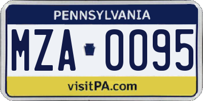 PA license plate MZA0095