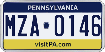 PA license plate MZA0146
