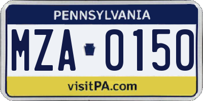 PA license plate MZA0150