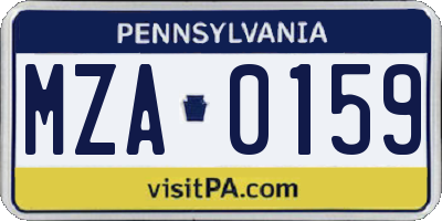 PA license plate MZA0159