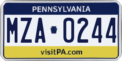 PA license plate MZA0244
