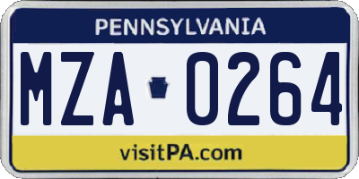 PA license plate MZA0264