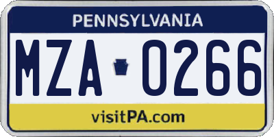 PA license plate MZA0266