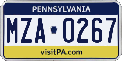 PA license plate MZA0267