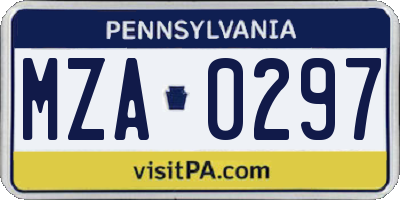 PA license plate MZA0297
