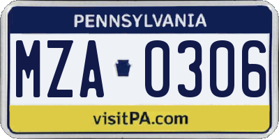 PA license plate MZA0306