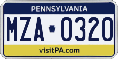PA license plate MZA0320